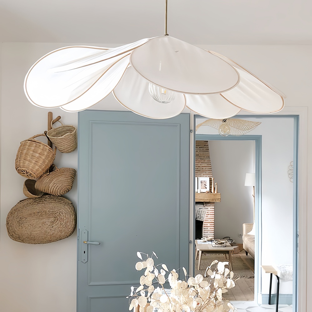 Japanese Wabi-Sabi Petal-Shaped Fabric Pendant Lamp