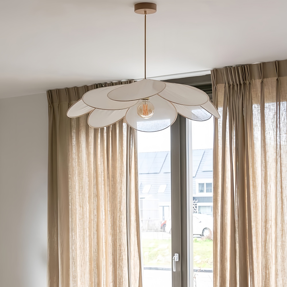 Japanese Wabi-Sabi Petal-Shaped Fabric Pendant Lamp