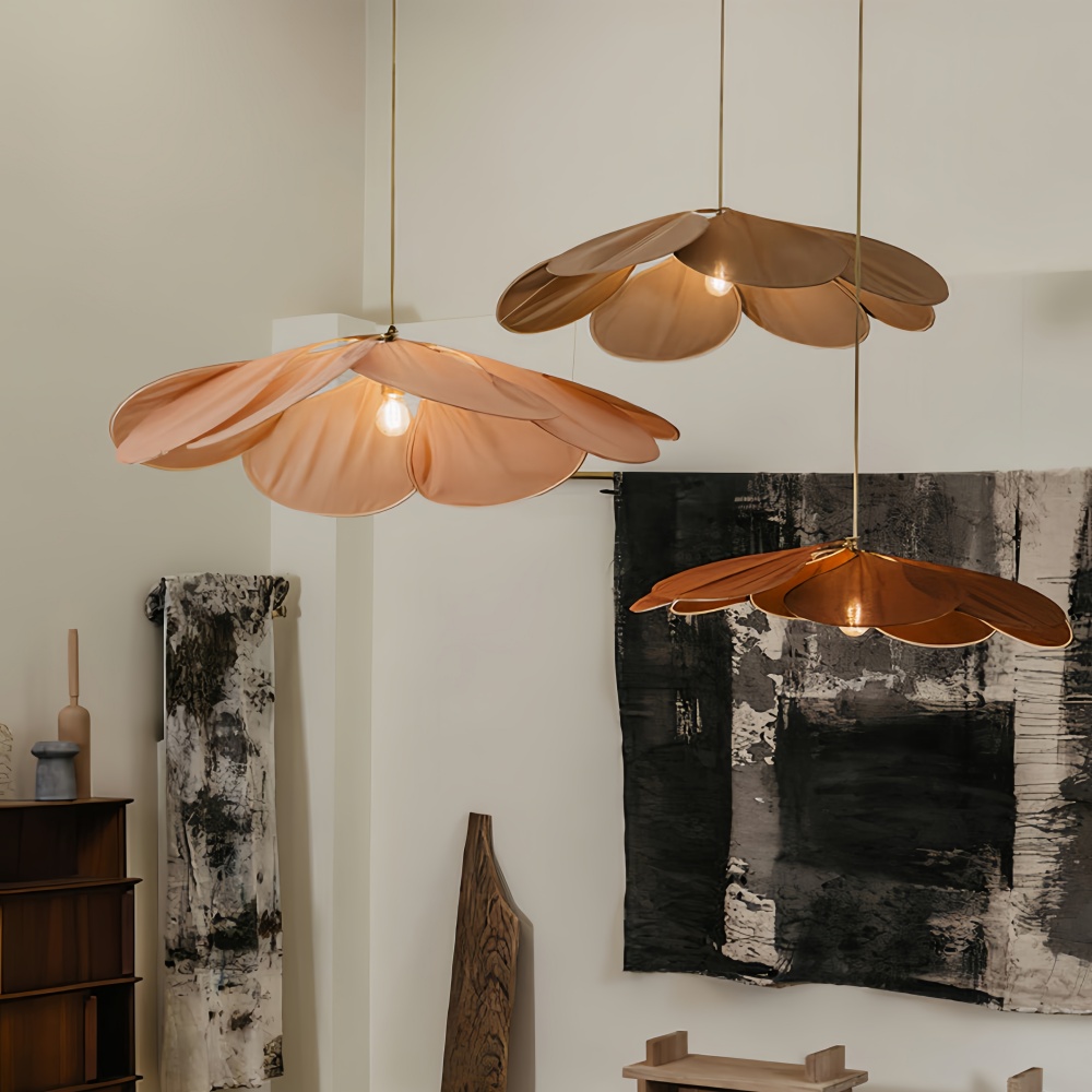 Japanese Wabi-Sabi Petal-Shaped Fabric Pendant Lamp