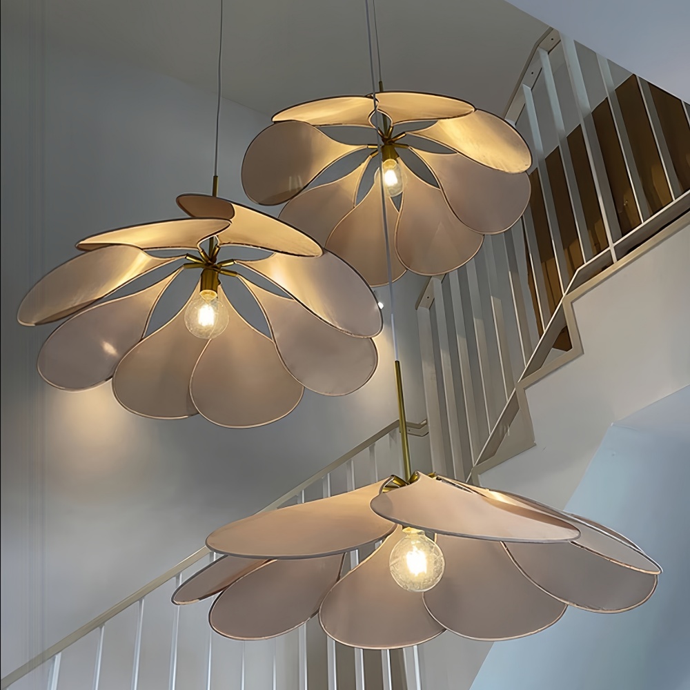 Japanese Wabi-Sabi Petal-Shaped Fabric Pendant Lamp