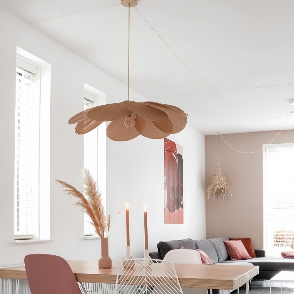 Japanese Wabi-Sabi Petal-Shaped Fabric Pendant Lamp
