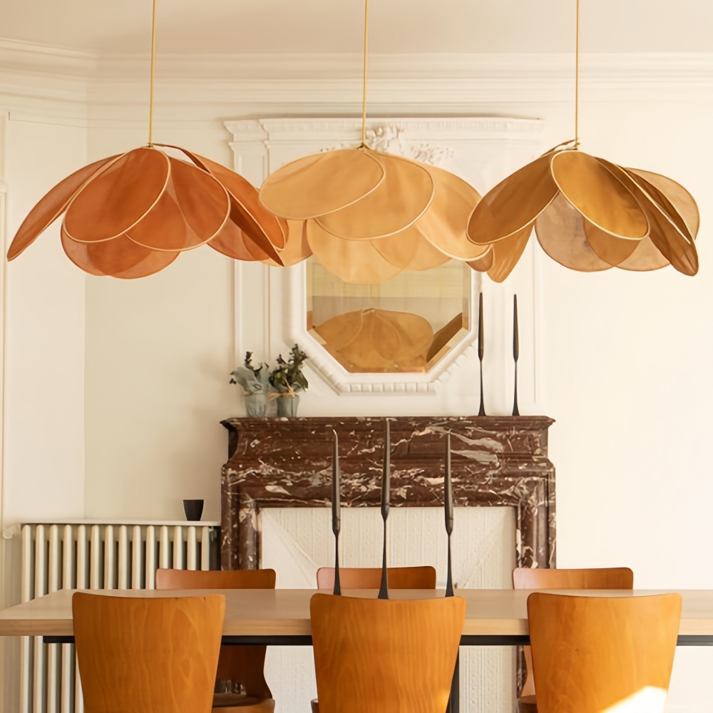 Japanese Wabi-Sabi Petal-Shaped Fabric Pendant Lamp