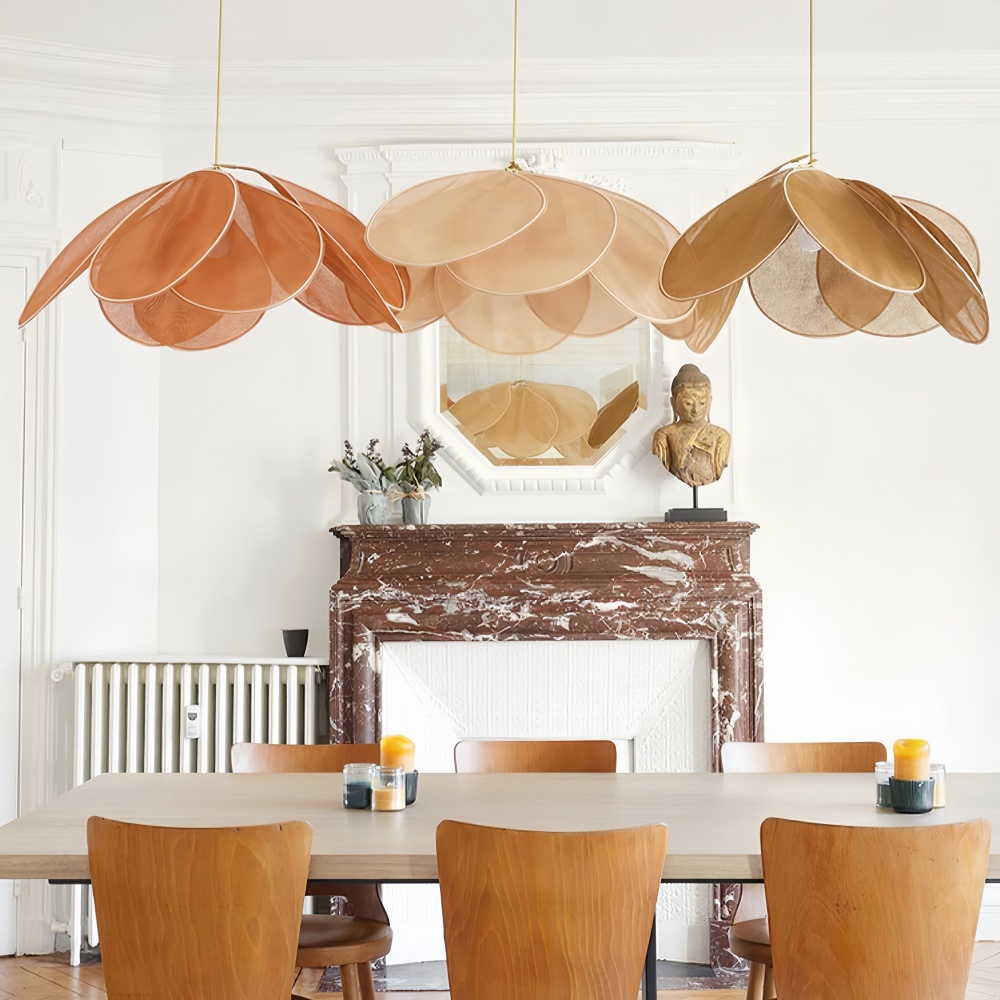 Japanese Wabi-Sabi Petal-Shaped Fabric Pendant Lamp