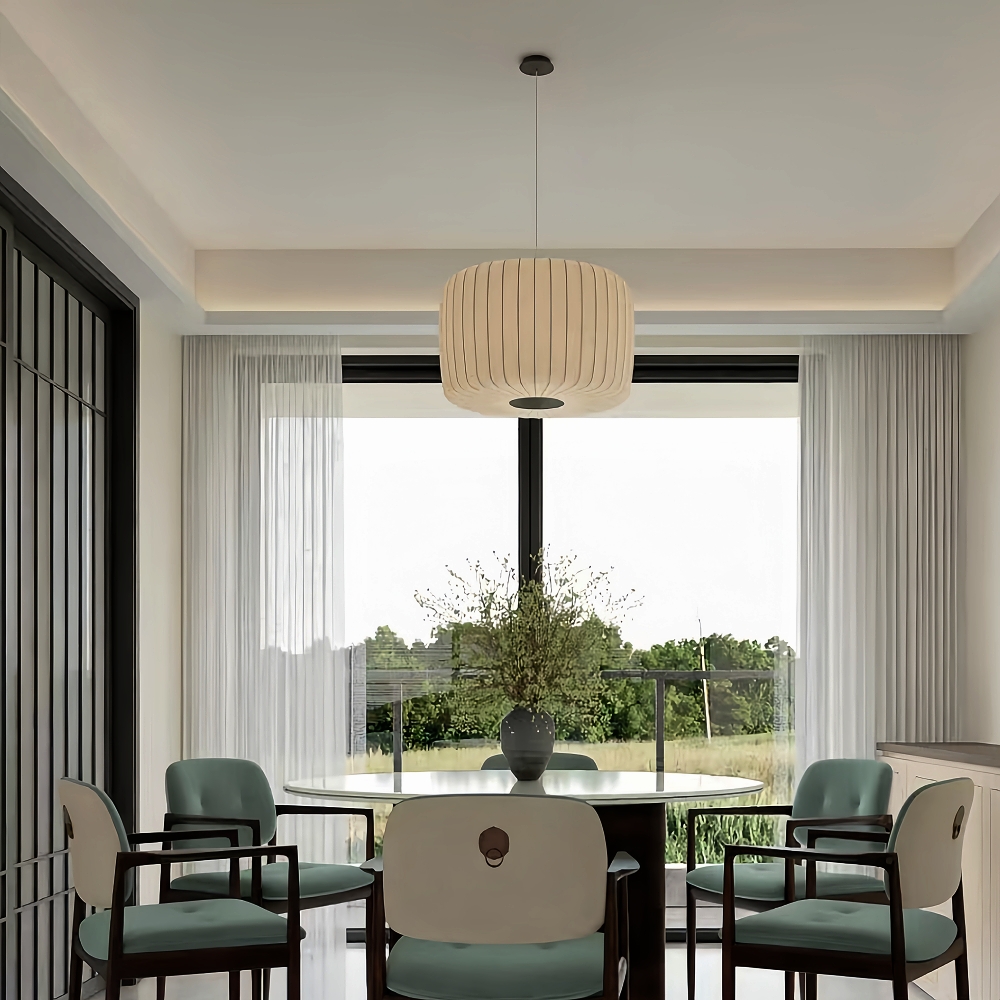 Wabi-Sabi Style Japanese Simple Imitation Silk Pendant Lights Living Room Combination Lamps