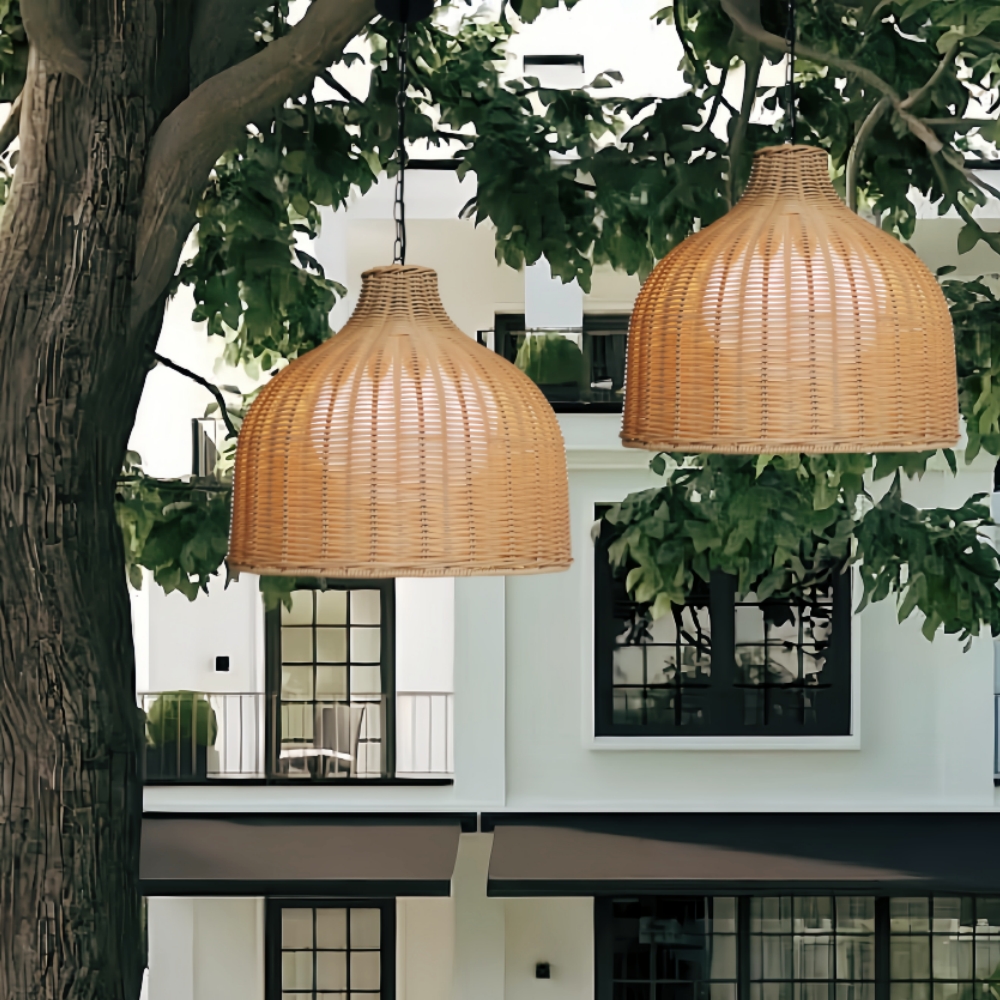 Outdoor And Indoor Dual-use Waterproof Rubber Rattan Woven Pendant Light