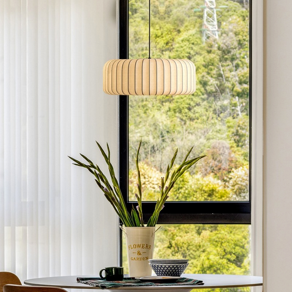 Wabi-Sabi Style Japanese Simple Imitation Silk Pendant Lights Living Room Combination Lamps