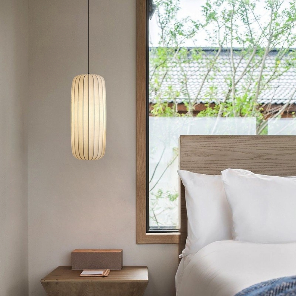 Wabi-Sabi Style Japanese Simple Imitation Silk Pendant Lights Living R –  Babodecor, image size:1000x1000