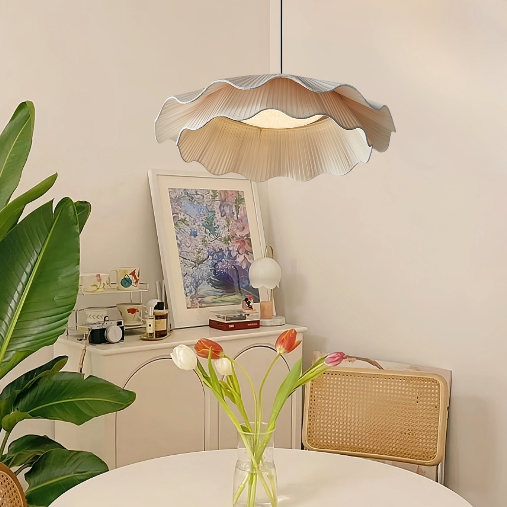 Double Layers Fabric LED White Dining Room Pendant Light