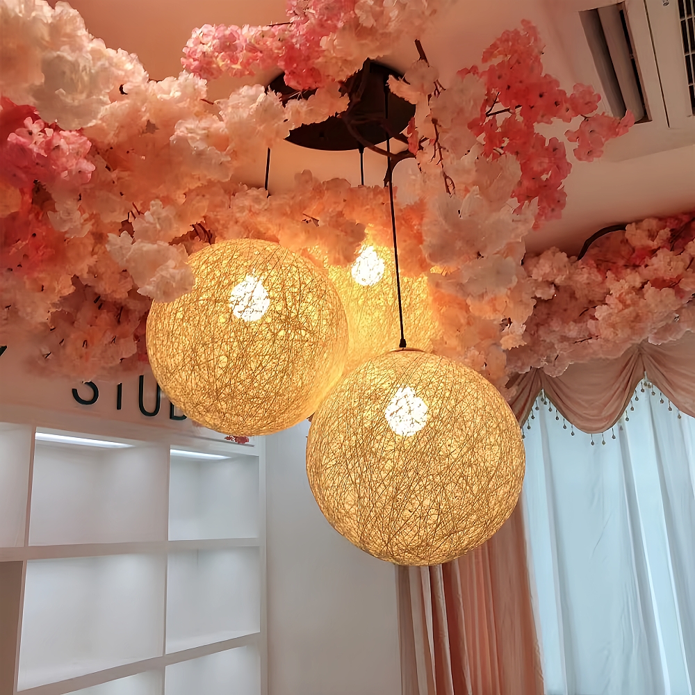 Creative handmade woven colorful rattan woven personalized circular chandelier