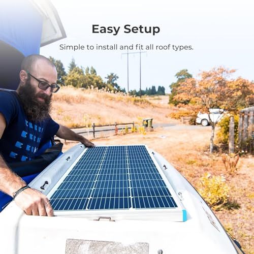 Renogy 2PCS Solar Panels 100 Watt 12 Volt, High-Efficiency Monocrystalline PV Module Power Charger