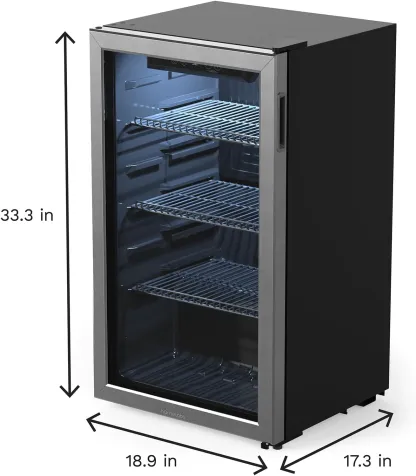 hOmeLabs Beverage Refrigerator and Cooler - 120 Can Mini Fridge with Glass Door for Soda Beer or Wine