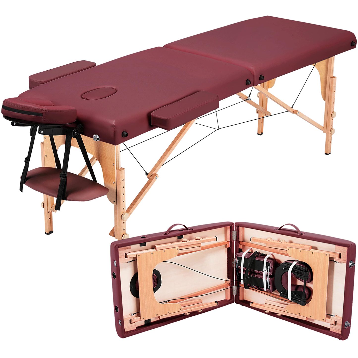 Yaheetech Spa Bed Portable Lash Bed Massage Bed Foldable Spa Tables Adjustable 2 Fold with Non-Woven Bag, Black