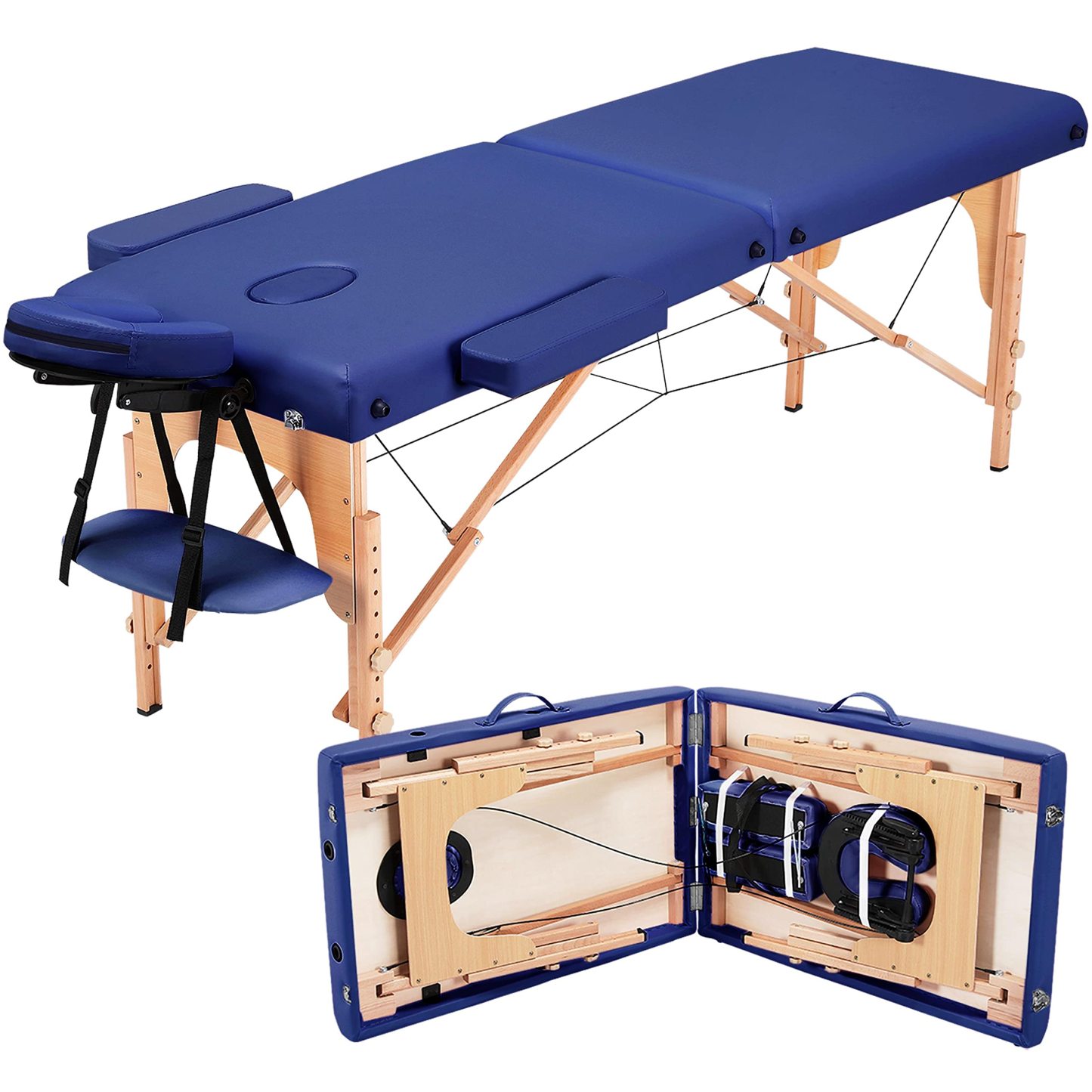 Yaheetech Spa Bed Portable Lash Bed Massage Bed Foldable Spa Tables Adjustable 2 Fold with Non-Woven Bag, Black