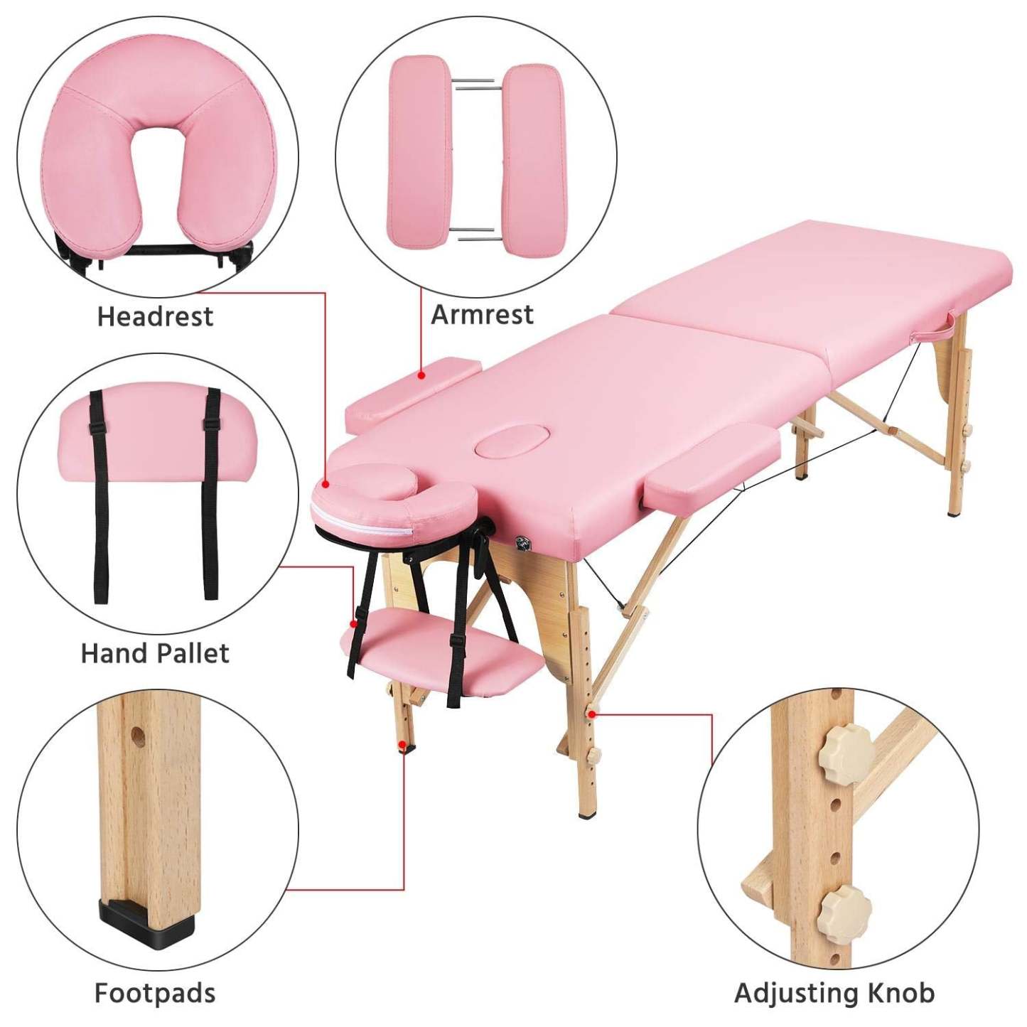 Yaheetech Spa Bed Portable Lash Bed Massage Bed Foldable Spa Tables Adjustable 2 Fold with Non-Woven Bag, Black