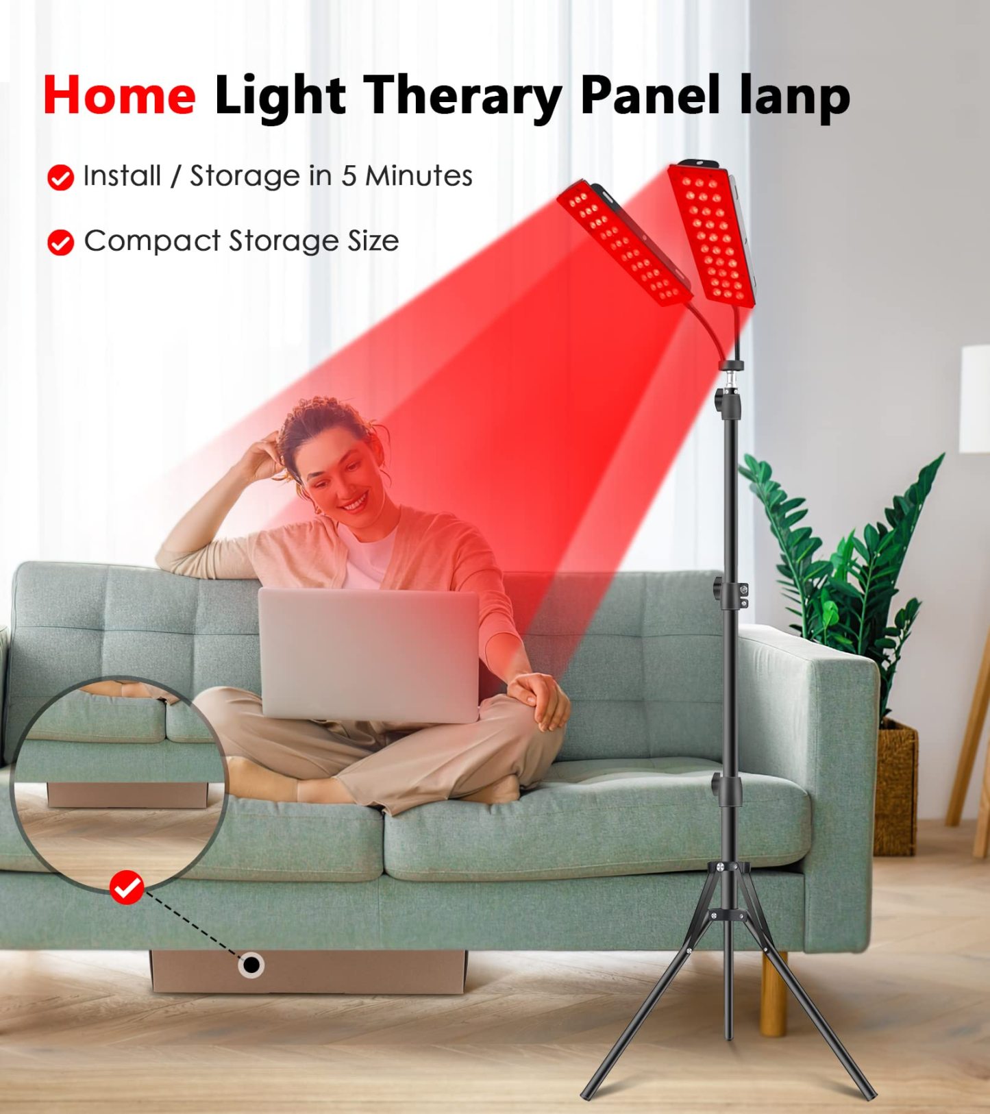 Astarexin Red Light Therapy Lamp with Stand - 660nm Redlight and 850nm Near Infrared Light Device for Body Pain Relief Skin Care