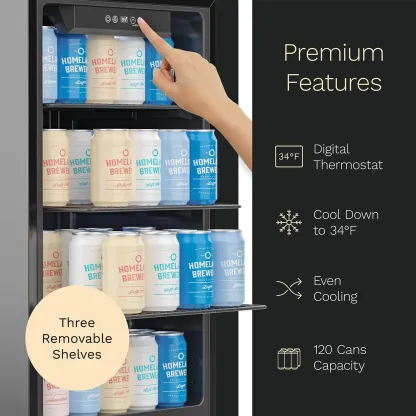 hOmeLabs Beverage Refrigerator and Cooler - 120 Can Mini Fridge with Glass Door for Soda Beer or Wine