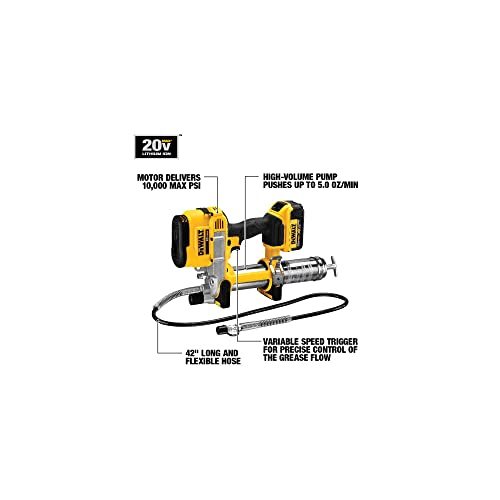 DEWALT 20V MAX Grease Gun, Cordless, 42” Long Hose, 10,000 PSI, Variable Speed Triggers