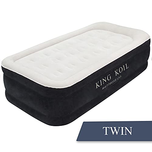 King Koil Luxury Twin Air Mattress with Built-in High Speed Pump for Camping, Home