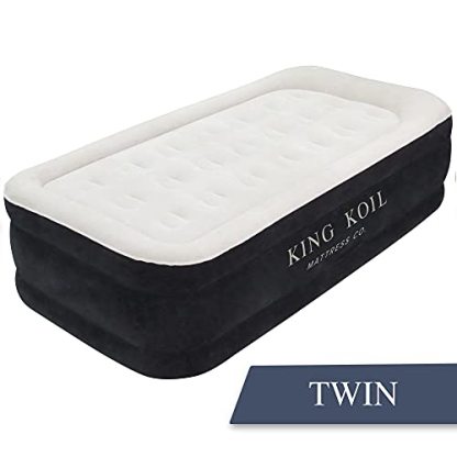 King Koil Luxury Twin Air Mattress with Built-in High Speed Pump for Camping, Home
