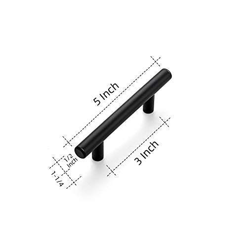 Ravinte 30 Pack | 5 Inch Cabinet Pulls Matte Black Stainless Steel Kitchen Drawer Pulls
