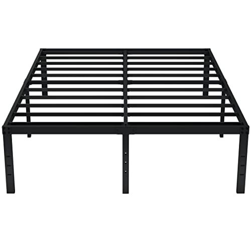 EMODA Queen Bed Frame No Box Spring Needed 18 Inch Heavy Duty Metal Tall Platform Bed Frame