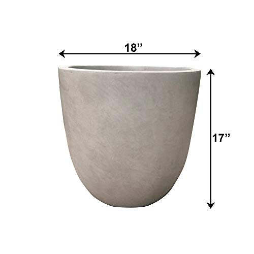 Kante RC0050C-C80021-2 Lightweight Durable Modern Round Outdoor Planter, 18" x 18" x 17"