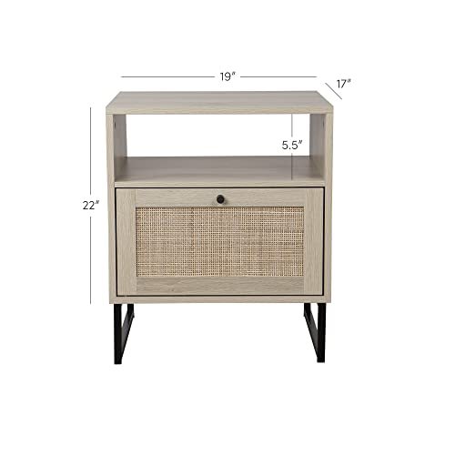 Nathan James Mina Side, End Table Wood Finish & Matte Accents with Storage