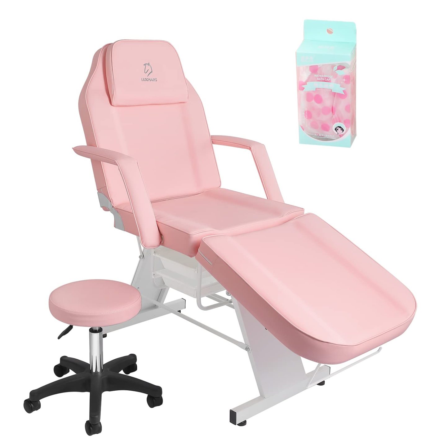 LUXMARS Facial Chair, Tattoo/Salon Bed with Hydraulic Stool for Professional Massage Facial Lash Beauty Treatment Spa