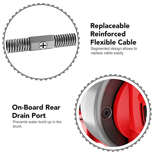POPULO Electric Drain Auger,25Ft Plumbing Snake Drain Clog Remover Tools, Cordless Drain Cleaner