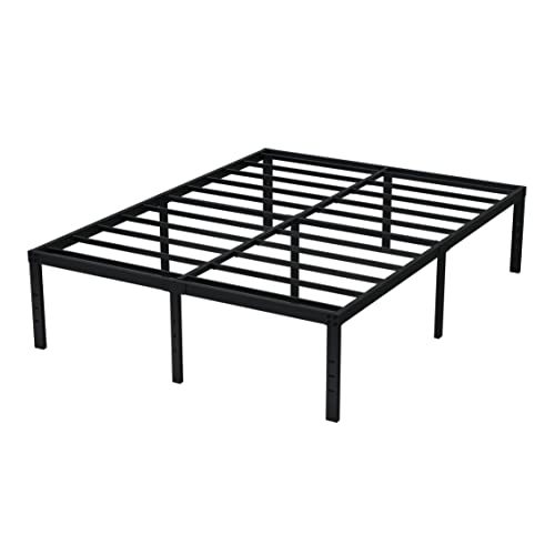 EMODA Queen Bed Frame No Box Spring Needed 18 Inch Heavy Duty Metal Tall Platform Bed Frame