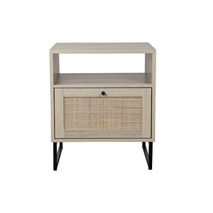Nathan James Mina Side, End Table Wood Finish & Matte Accents with Storage