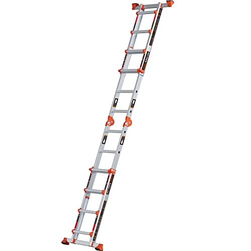 LANBITOU Ladder, A Frame 4 Step Ladder Extension, 14 FT Anti-Slip Multi Position Ladder