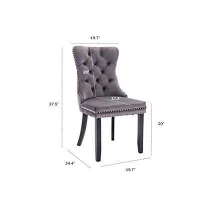 Kiztir Velvet Dining Chairs Set of 4, Upholstered Dining Chairs with Ring Pull Trim and Button Back