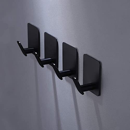 DELITON Adhesive Hooks - 4 Pack Towel/Coat Hooks Wall Hooks Stick on Bathroom