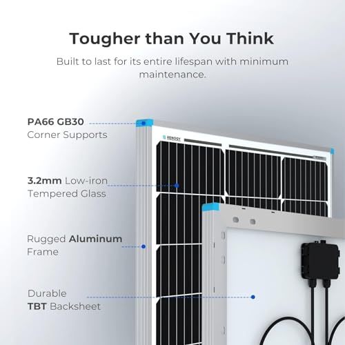 Renogy 2PCS Solar Panels 100 Watt 12 Volt, High-Efficiency Monocrystalline PV Module Power Charger