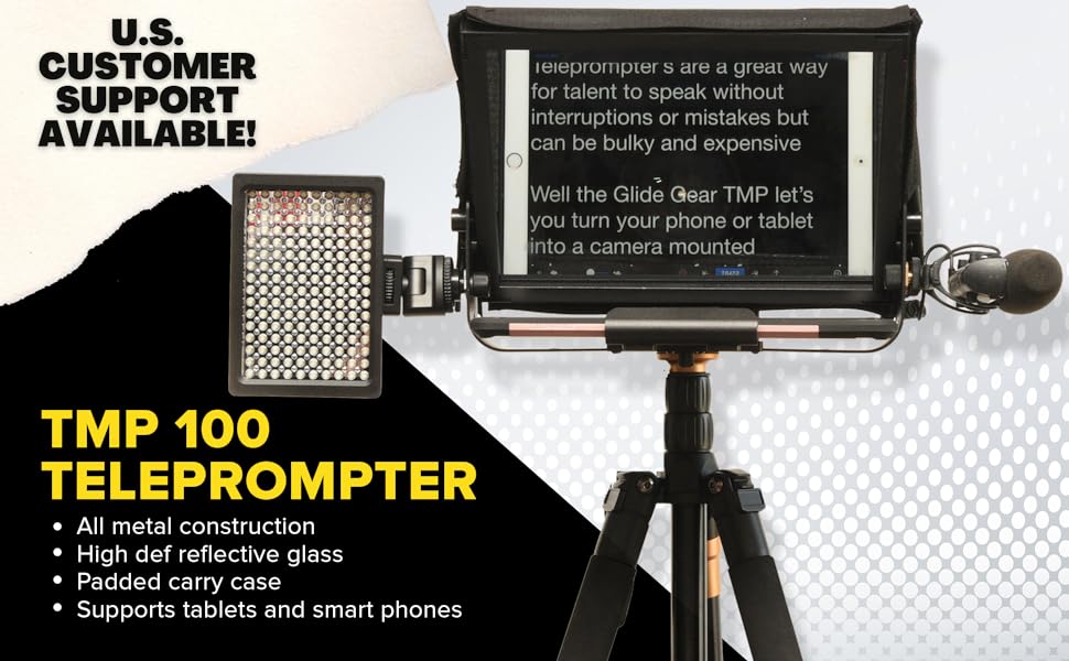 Glide Gear TMP 100 teleprompter with accessories