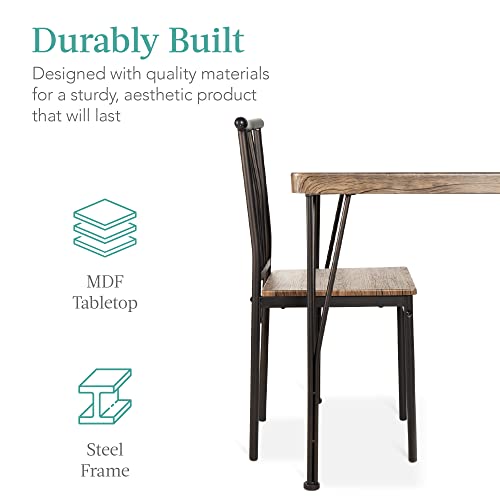 5-Piece Metal and Wood Indoor Modern Rectangular Dining Table Furniture Set for Kitchen, Dining Room
