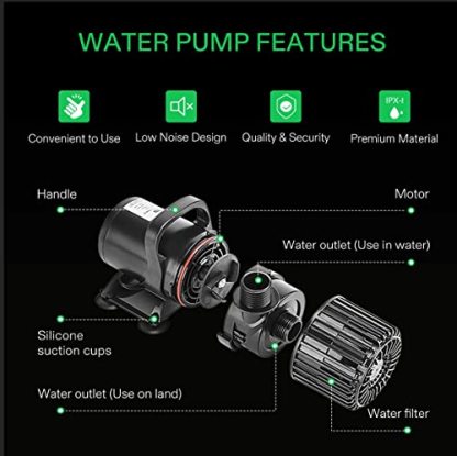 VIVOSUN 1600 GPH Submersible Water Pump, 100W Pond Pump, Ultra Quiet Aquarium Pump
