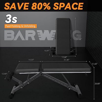 BARWING 90° Adjustable Weight Bench Workout Bench, 800 LB Heavy Duty Incline Decline Bench