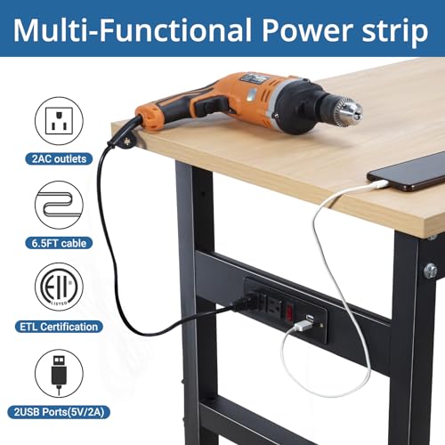 AHGOKL Work Bench, 48" Workbench, Adjustable Work Table，2000LBS Load Capacity
