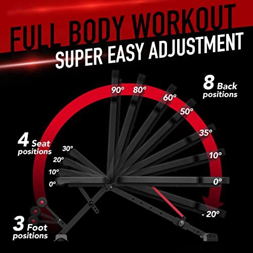 Keppi Adjustable Weight Bench, Foldable Workout Bench Press for Full Body Strength Training