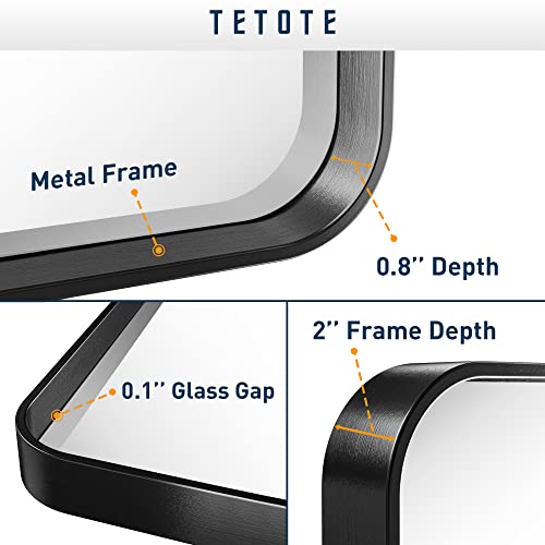TETOTE Black Framed Mirrors for Bathroom, 22x30 Inch Brushed Metal Frame Wall Mounted Mirror
