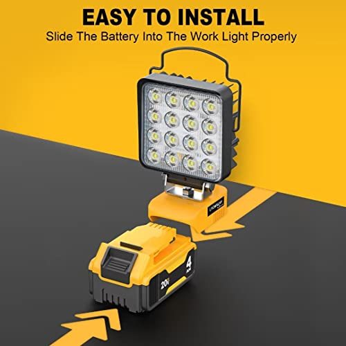 LIVOWALNY Cordless 20V Max LED Work Light for Dewalt 20v Battery 48W Flashlight