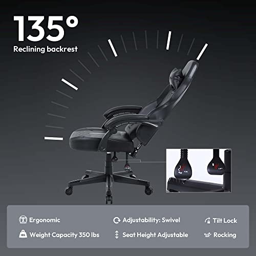 Dowinx Gaming Chair with Pocket Spring Cushion, Ergonomic Computer Chair High Back