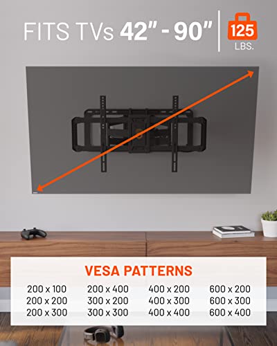 ECHOGEAR MaxMotion TV Wall Mount for Large TVs Up to 90" - Full Motion Has Smooth Swivel