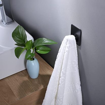 DELITON Adhesive Hooks - 4 Pack Towel/Coat Hooks Wall Hooks Stick on Bathroom