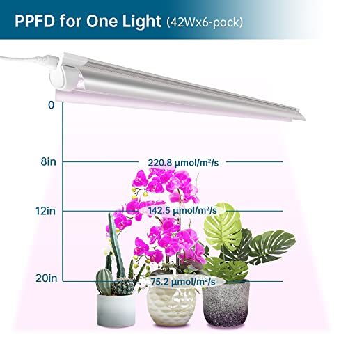 Barrina 4FT T8 Plant Grow Light, Full Spectrum, LED Growing Lamp Fixture, 6-Pack