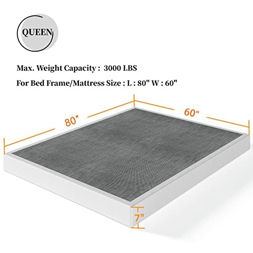 THEOCORATE 7 Inch Box Spring Queen, Metal High Profile Spring, Heavy Duty Mattress Foundation