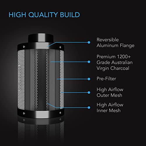 AC Infinity Air Carbon Filter 12" with Premium Australian Virgin Charcoal, for Inline Duct Fan