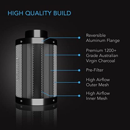 AC Infinity Air Carbon Filter 12" with Premium Australian Virgin Charcoal, for Inline Duct Fan